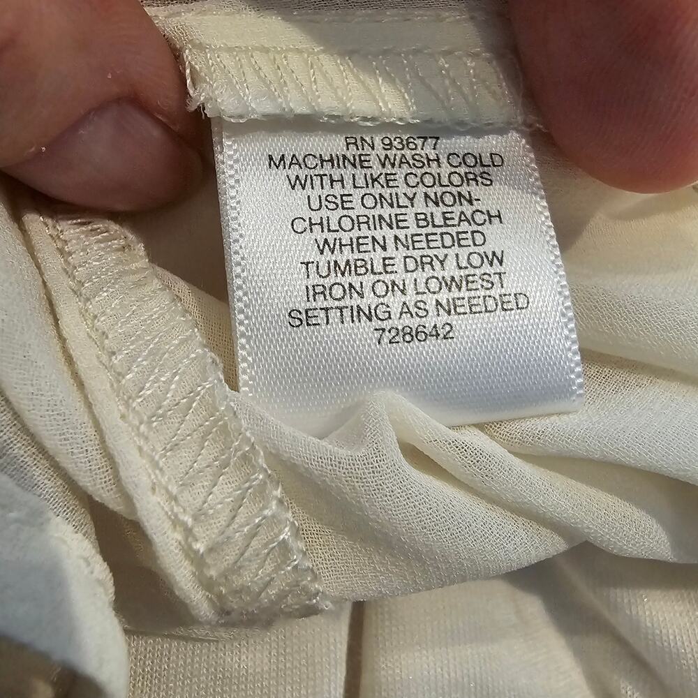 Liz Claiborne S Cream Peasant Blouse Gold Metallic Romantic Cottagecore Top - Picture 11 of 14